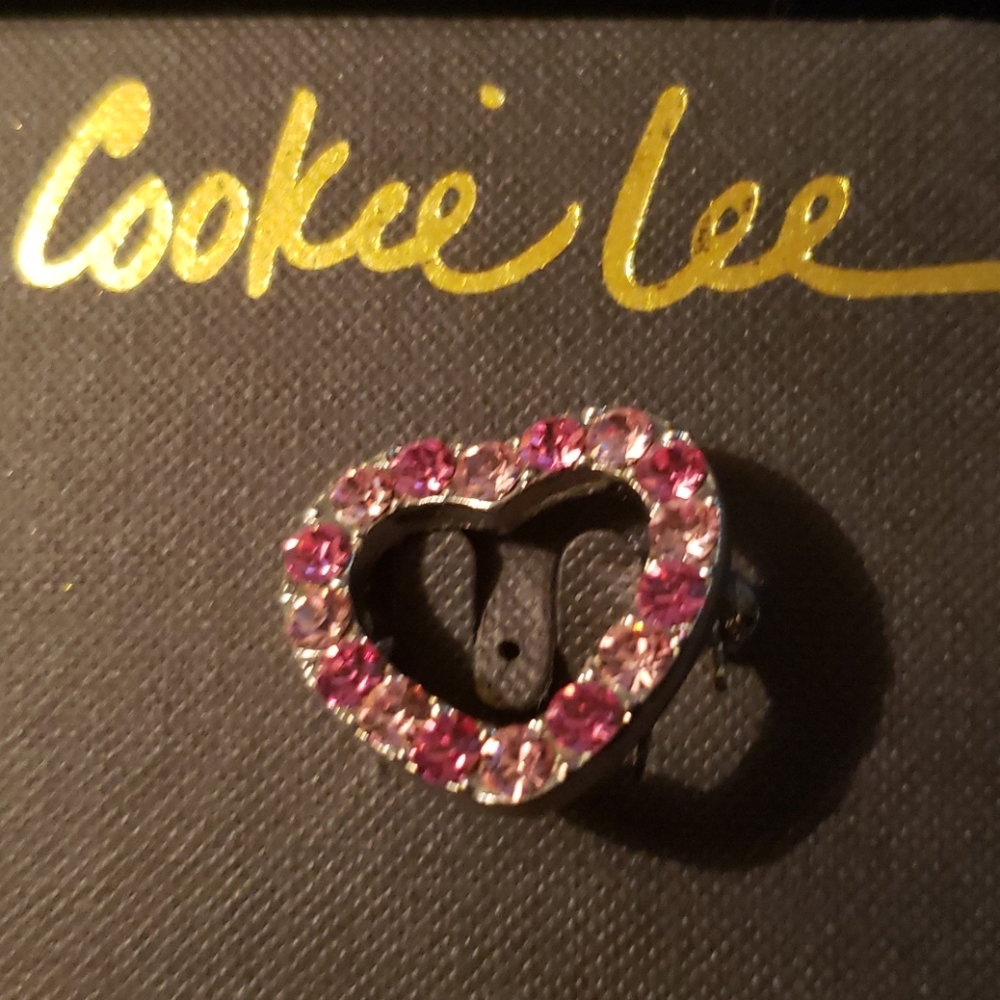 Heart crystal brooch